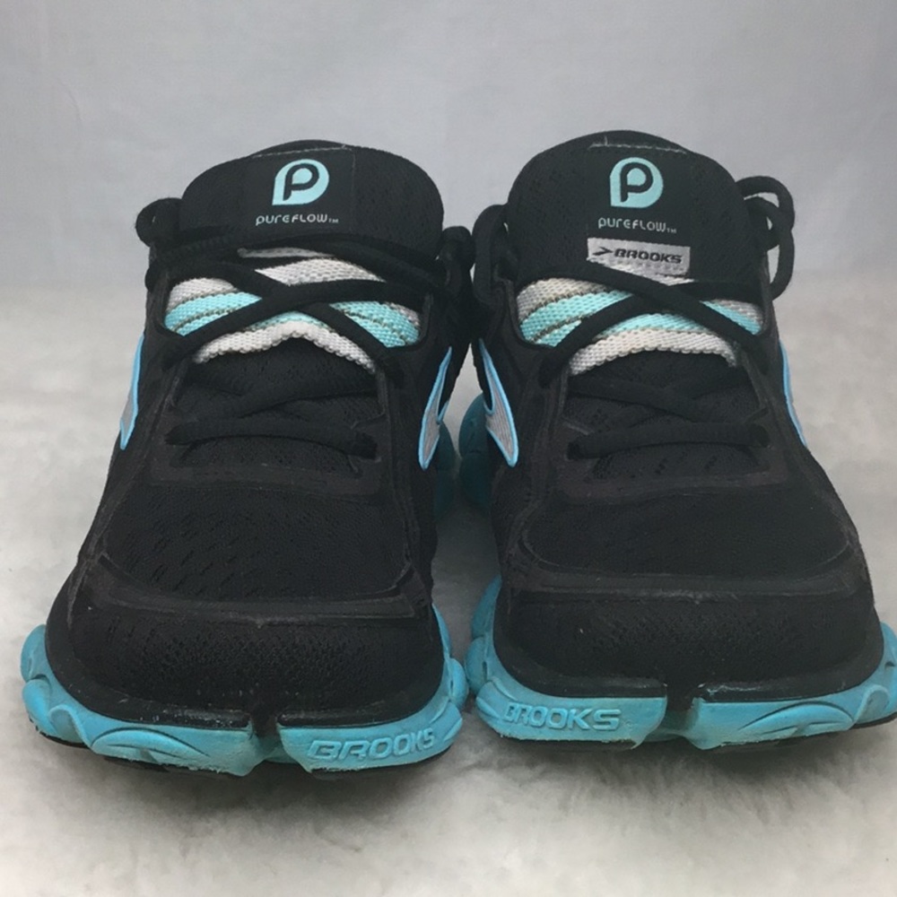 BROOKS PURE FLOW Road Running Shoes Women's size 7.5 medium BLACK / TURQUOISE